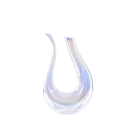 1500ml 50oz Hotel Home Elegant Hand Blown Clear Crystal U Shape Wine Decanter Set with 4 glasses For Vodka Tequila - Shello's Creative Boutique