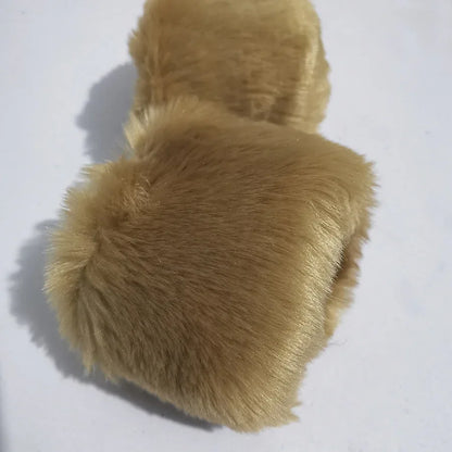 Luxe Winter Wrist Gloves – Faux Rabbit Fur with Oversized Sleeves - Shello's Creative Boutique
