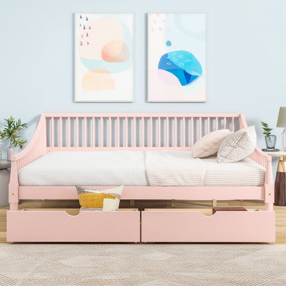 Full Size Daybed with Two Storage Drawers and Support Legs Pink Shello Creative Boutique