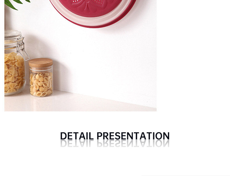 Collapsible Microwave Cover Lid Folding Plate Cover Colander Strainer Fruit Vegetables Washing Basket Plate Lid Kitchen Tools eprolo