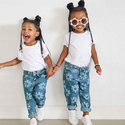 Girls' Printed Denim Jeans - Fashion Kids Trousers - Shello's Creative Boutique