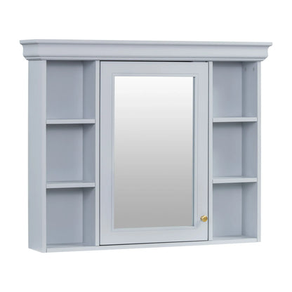 35'' x 28'' Blue Wall Mounted Bathroom Storage Cabinet with Mirror Door, Modern Bathroom Wall Cabinet with Mirror - Shello's Creative Boutique