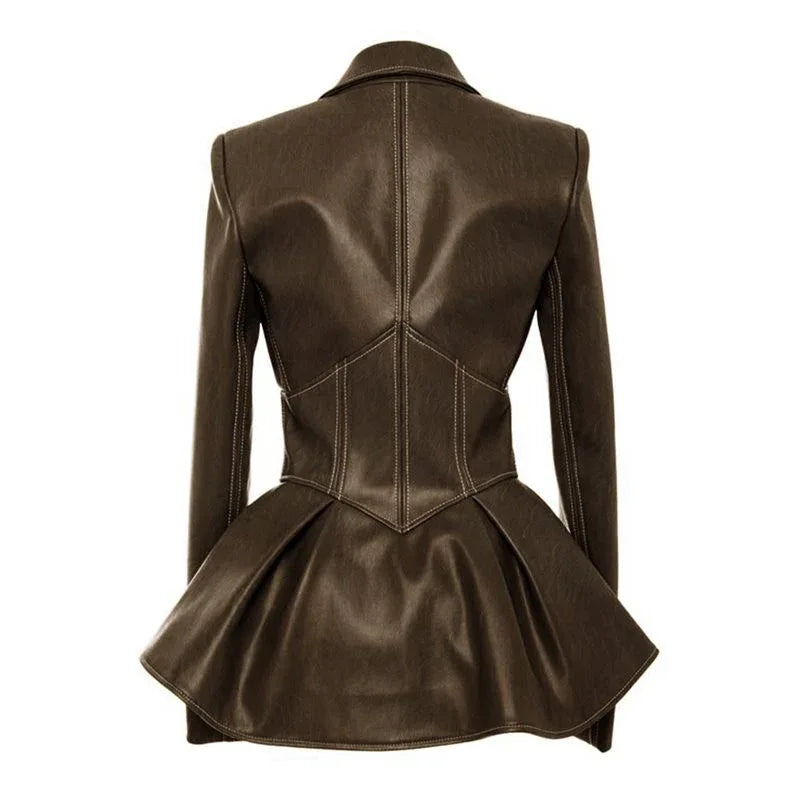 Women Jacket Black Gothic Faux Leather PU Jacket Women Winter Spring Motorcycle Jacket Black Faux Goth Leather Coats - Shello's Creative Boutique