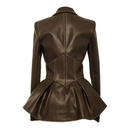 Women Jacket Black Gothic Faux Leather PU Jacket Women Winter Spring Motorcycle Jacket Black Faux Goth Leather Coats - Shello's Creative Boutique