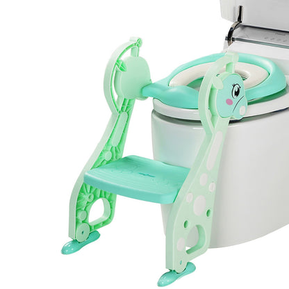 Folding Baby Potty Training Toilet Seat - Adjustable Ladder Chair with Soft Cushion