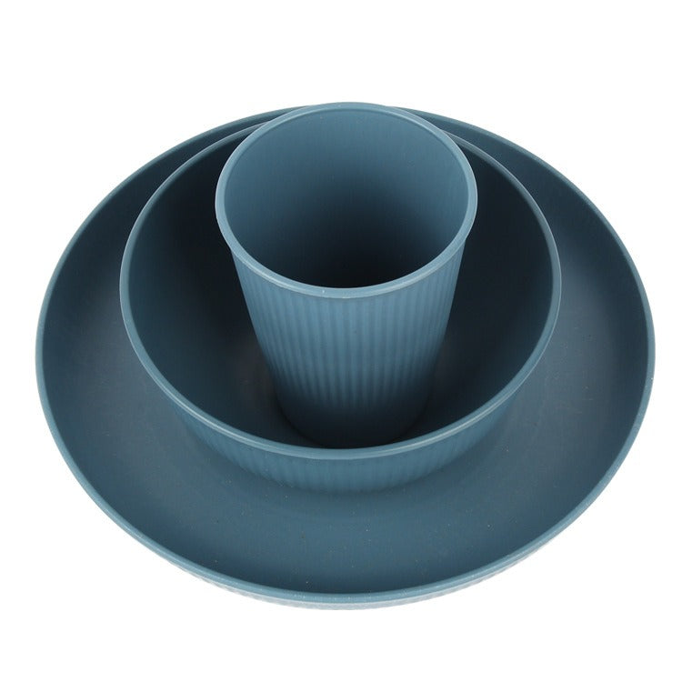 Wheat Straw Tableware Household Cup Rice Bowl Plate Three Piece Set eprolo