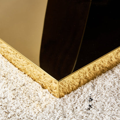 Large Modern Minimalist Rectangular Glass Dining Table for 6-8 with 0.4" Tempered Glass Tabletop and MDF slab V-Shaped Bracket eprolo