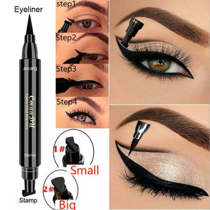 Cmaadu 2 In1 Stamp Seal Eyeliner Pen Waterproof Liquid Eyeliner Pencil Long Lasting Quick Dry Natural Make Up Black Liner - Shello's Creative Boutique