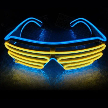 Double-colored Neon Luminous Glasses Flashing Eyeglass Party Wire LED Light Glasses Halloween Fluorescent Glowing Glasses Party - Shello's Creative Boutique
