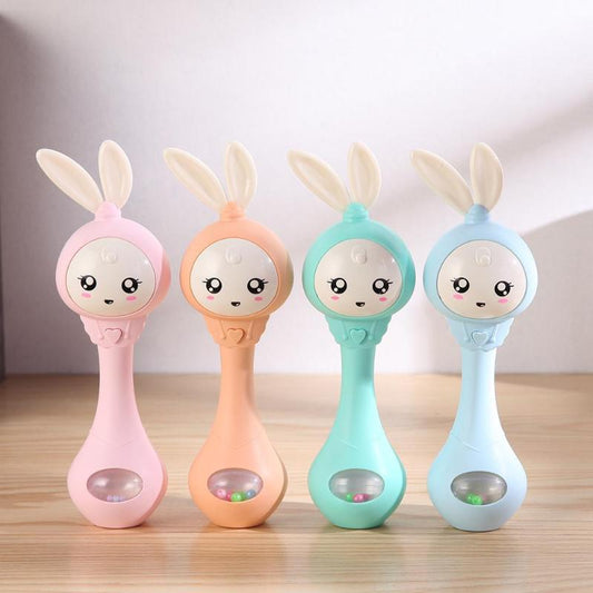 Musical Flashing Baby Rattles Infant Bells Juguetes Rabbit Hand Bells Rattles Newborn Baby Toy Early Educational Baby Toys 0-12M eprolo