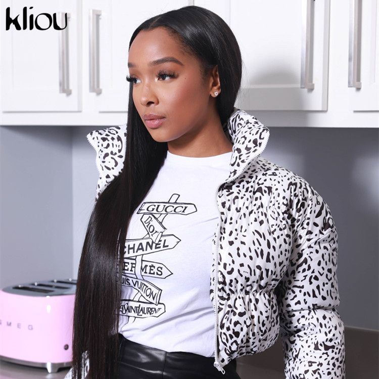  Pure Cotton Heavy Coat Women Autumn And Winter Warming Leopard Print Outwear Turtleneck Sheath High Wasit Street Wear