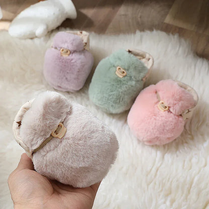Newborn Plush Footwear Winter Thickened And Padded Infant Soft Bottom Step Front Shoes Warm Fur Baby Toddler Shoes - Shello's Creative Boutique