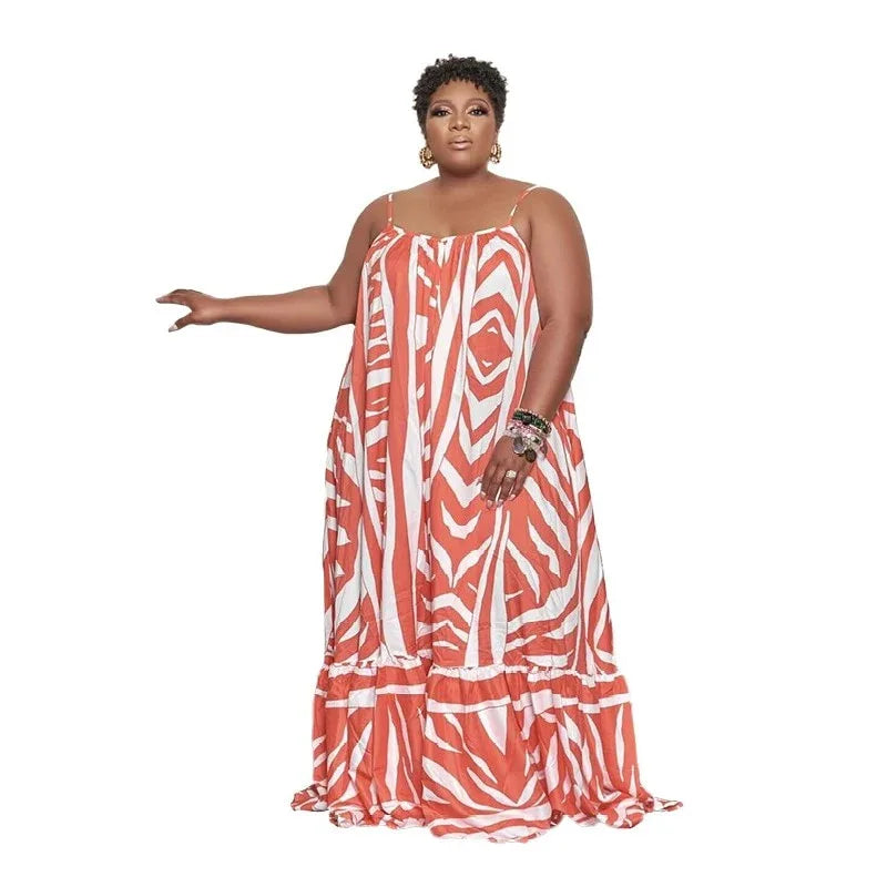 Plus Size Halter Beach Dress - Printed Maxi Dress L-5XL - Shello's Creative Boutique