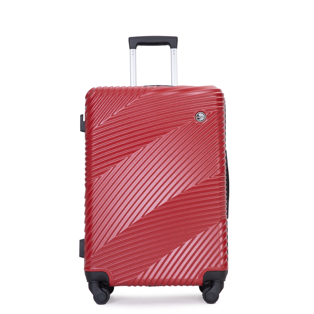 3 Piece Luggage Sets PC+ABS Lightweight Suitcase with Two Hooks Spinner Wheels (20/24/28) Red eprolo