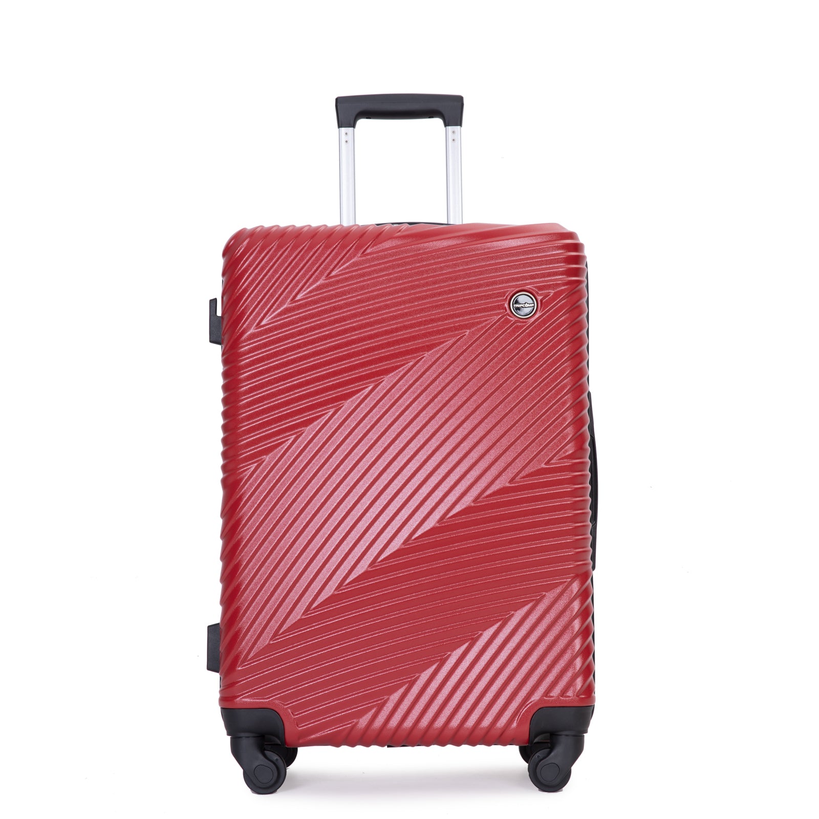 3 Piece Luggage Sets PC+ABS Lightweight Suitcase with Two Hooks Spinner Wheels (20/24/28) Red eprolo