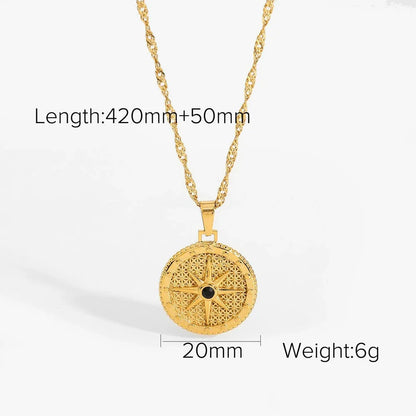 18K gold moon and star inlaid gemstone design high-end necklace - Shello's Creative Boutique