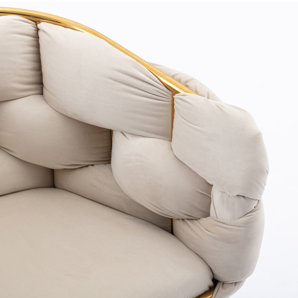 Luxury modern simple leisure velvet single sofa chair bedroom manicure table back chair beige Shello Creative Boutique