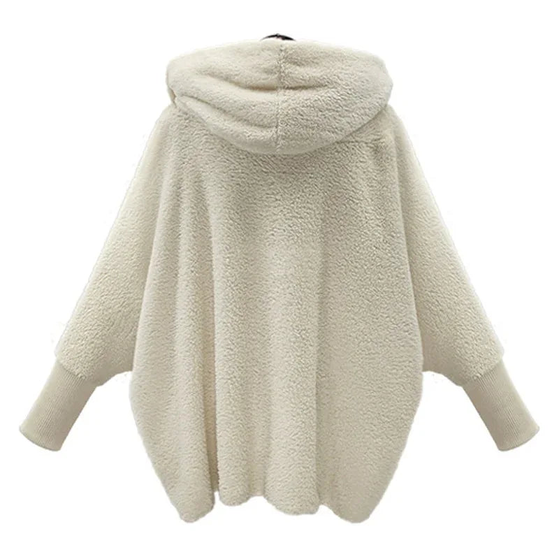 Winter Warm Women Faux Fur Coat Soft Hoodies Fur Jacket Female Lantern Sleeve Overcoat Loose Casual Outerwear Plus Size - Shello's Creative Boutique