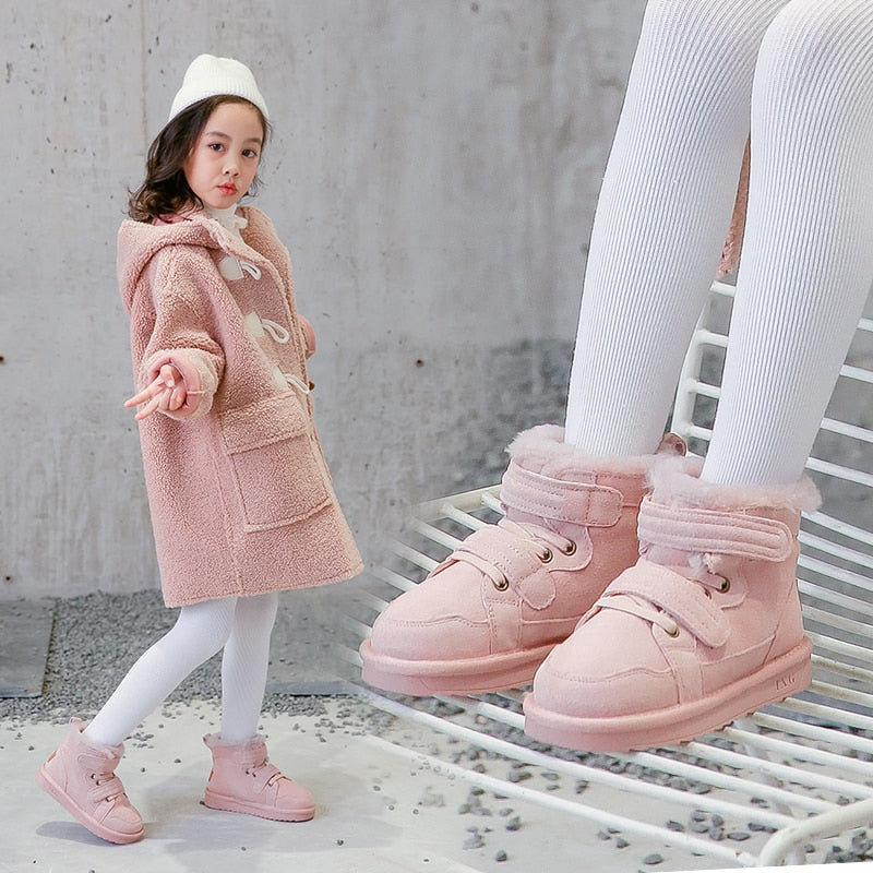 Winter Girls'Snow Boots 2020 New Warm Skid-proof Boys' Cotton Shoes 1-15 Years Old Children's School genuine leather suede Boots eprolo