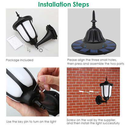  Solar Lamp 96 LEDs Waterproof IP65 Outdoor Flickering Flames Torch Wall Light Decor Warm White