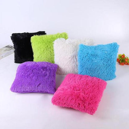 Solid Soft Plush Faux Fur  Decorative Cushion Cover Throw Pillows For Sofa Car Chair Hotel Home Decoration