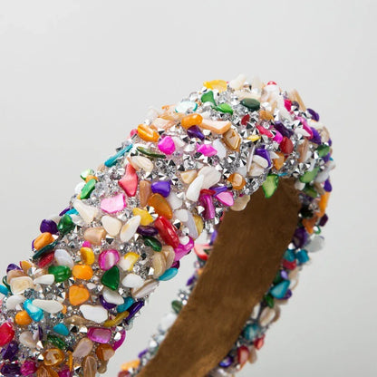 Exaggerated Baroque Colorful Crystal Candy Sponge Wide Edge Hair Hoop Headband - Shello's Creative Boutique