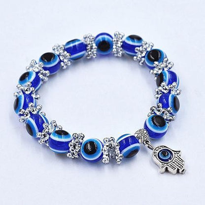 Handmade Hamsa Fatima Bangle Evil Eye Beads Elastic Couple Bracelet Femme Jewelry - Shello's Creative Boutique