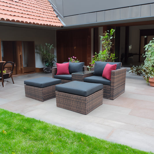 Luxury 5-Piece Outdoor Patio Furniture Set - Premium Wicker Sectional Sofa