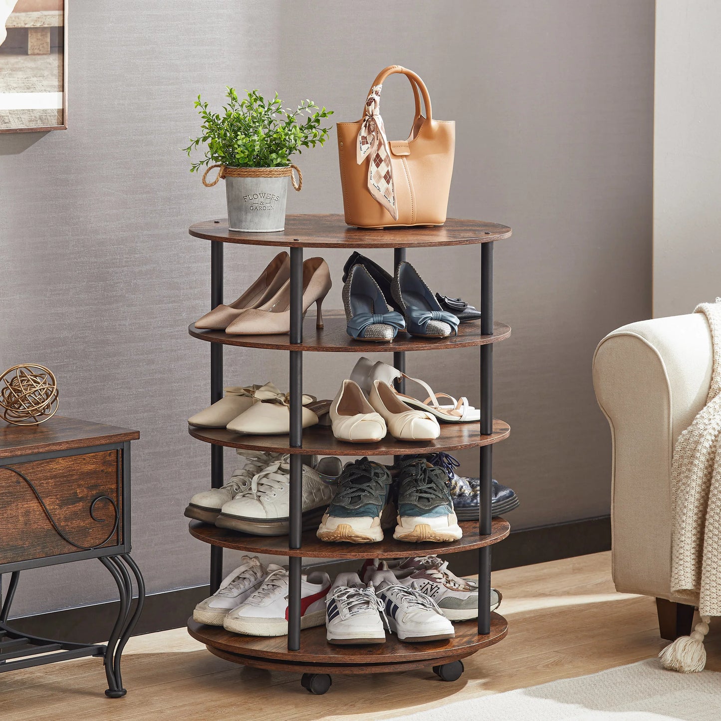 4-Tier Revolving Shoe Rack Storage Organizer - Shello's Creative Boutique
