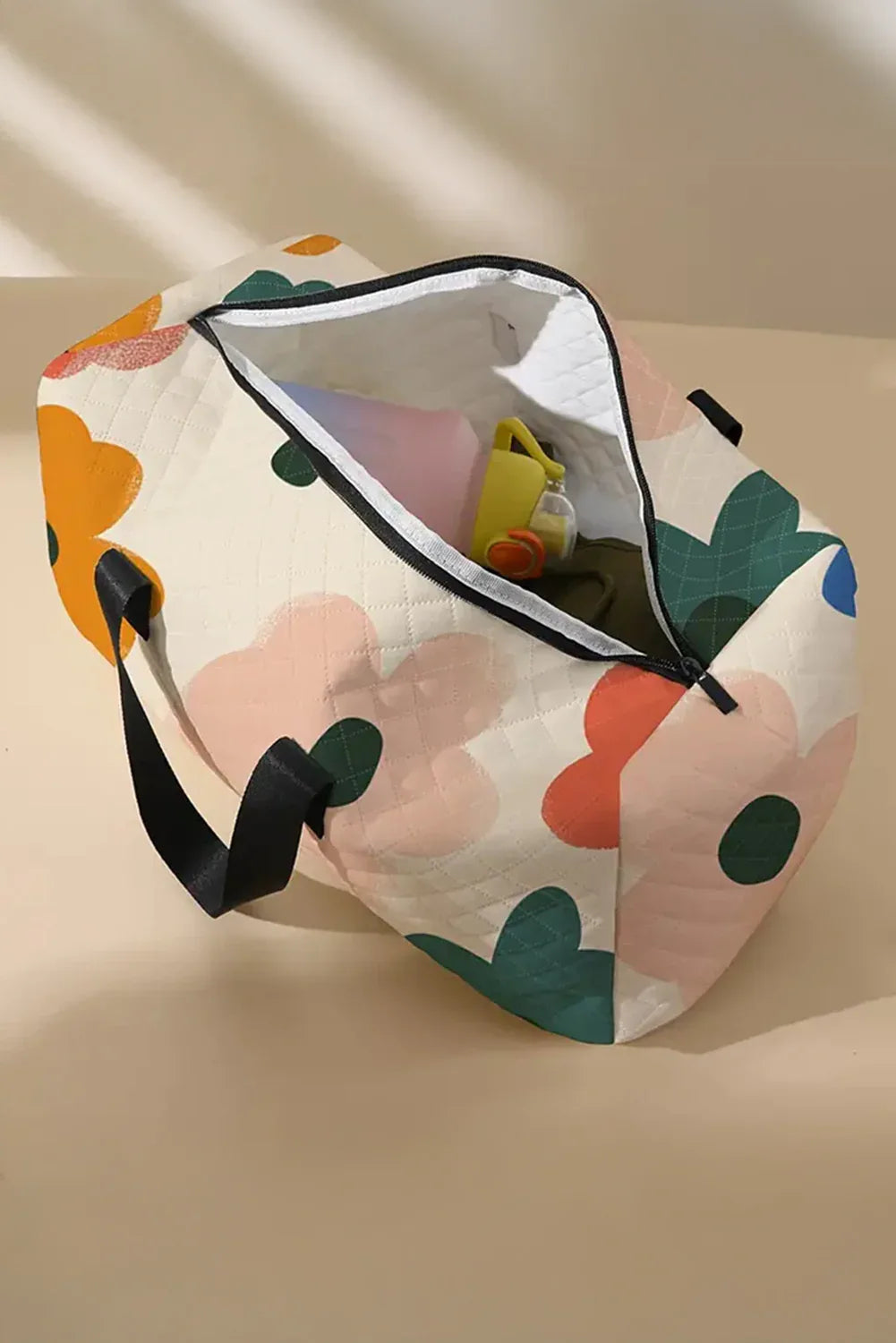 White Floral Quilted Tote Bag - Shello's Creative Boutique