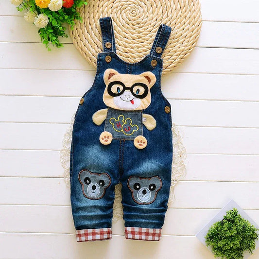 Baby Boys Girls cartoon Overalls Denim Pants Children Unisex Jeans Jumpsuit Pants Kid Clothing - Shello's Creative Boutique