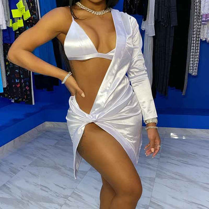 Eprolo Feminine Bra Mini Dress – Asymmetric One-Shoulder Party Wear