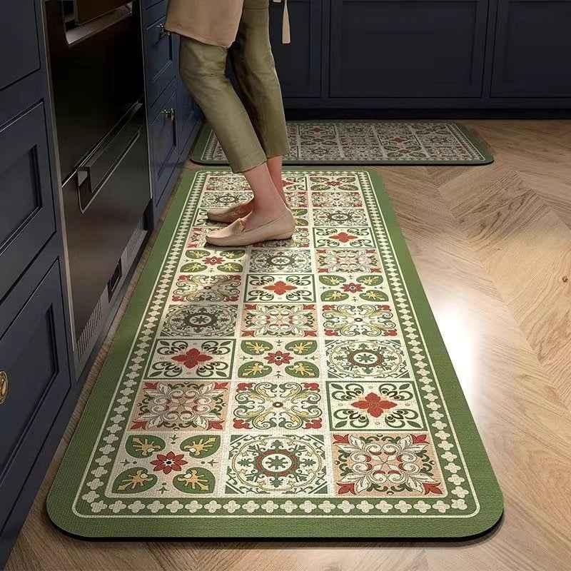 Vintage Kitchen Floor Mat - Crystal Velvet Water Absorbent Non-Slip Rug - Shello's Creative Boutique