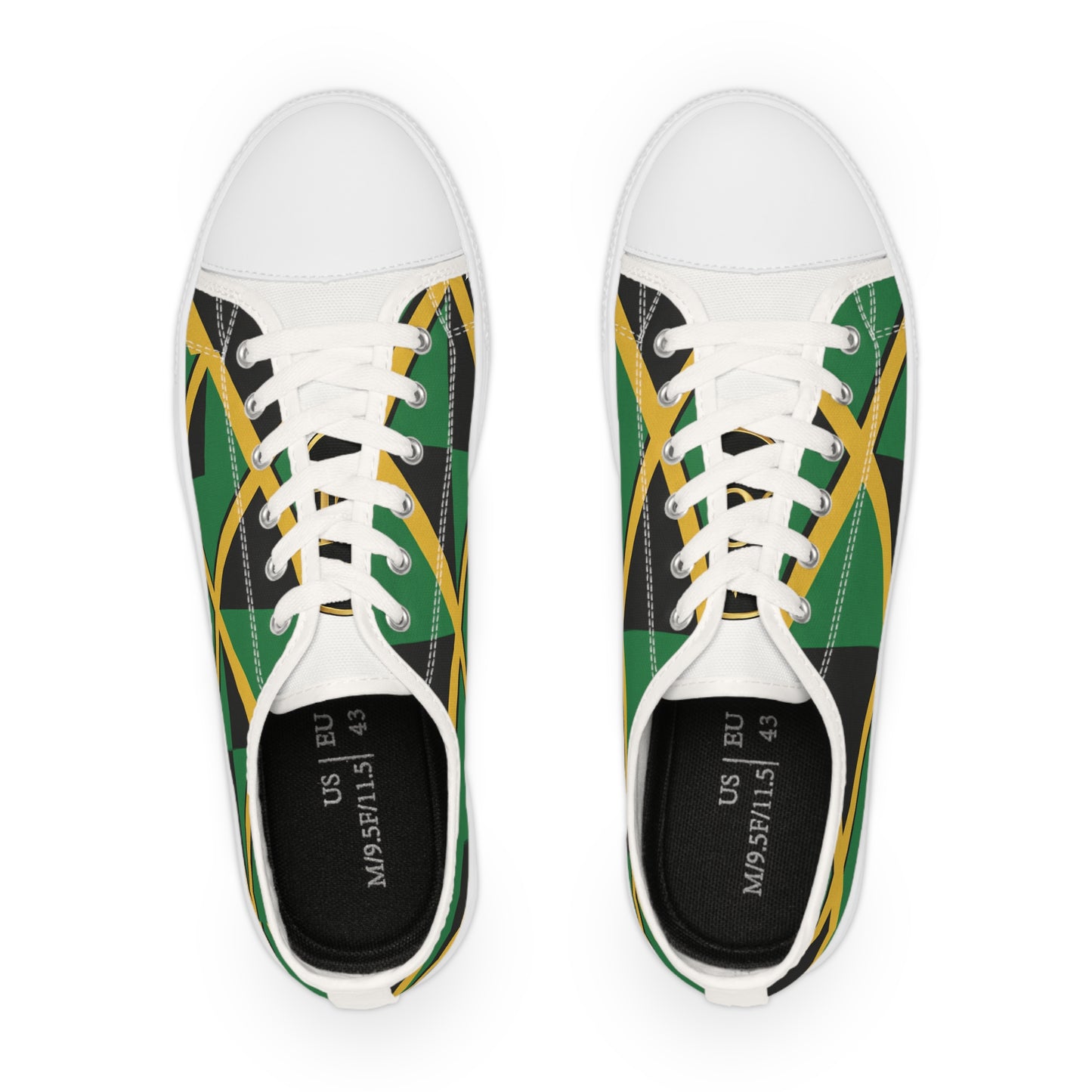 Jamaican Flag Low Top Canvas Sneakers — Green, Black & Gold | Men's