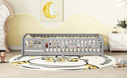 Twin Size Floor Bed with Safety Guardrails & Door – Secure, Stylish, and Fun - Shello's Creative Boutique