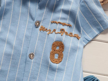 Summer Clothing Sets Stripe Letter 2pcs Girls Clothes Set Gentleman Tracksuit Set - Shello's Creative Boutique