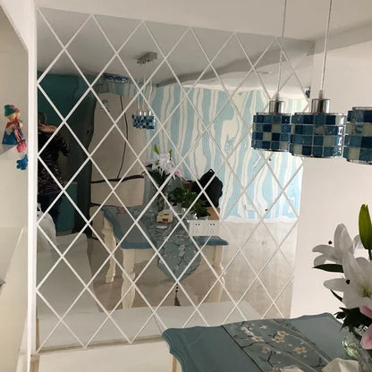 3D Mirror Wall Sticker DIY Diamonds & Triangles – Modern Acrylic Wall Décor - Shello's Creative Boutique