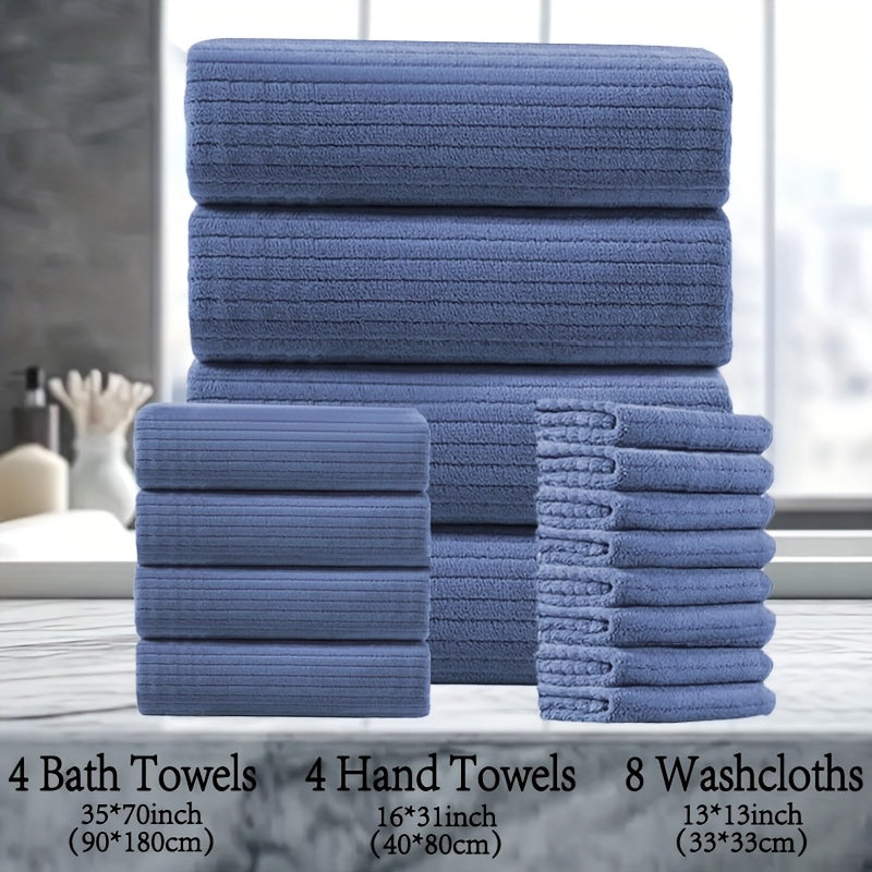 16 Piece Microfiber Bath Towel Set - Quick-Dry & Absorbent