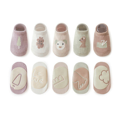 Spring And Summer New Baby Floor Socks Combed Cotton Non-Slip Indoor Cool Children Toddler Socks Cartoon Short Boat Socks eprolo