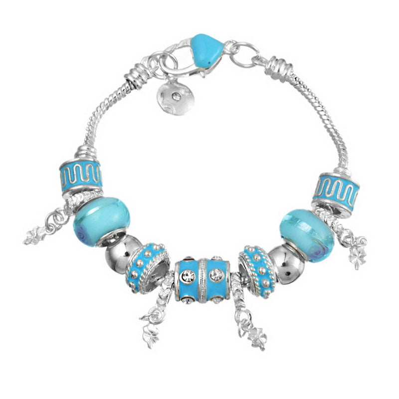 Pink Crystal Charm Silver Bracelets Bangles for Women With Murano Beads Silver Bracelet Jewelry eprolo