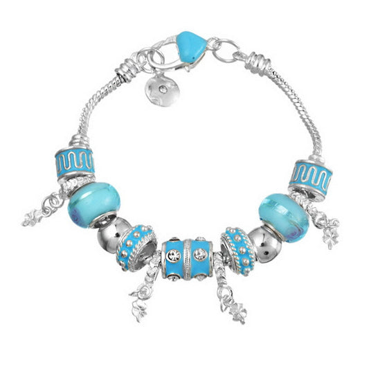 Pink Crystal Charm Silver Bracelets Bangles for Women With Murano Beads Silver Bracelet Jewelry eprolo