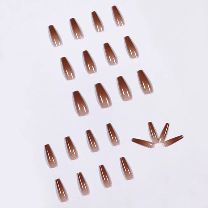 Ice Transparent Color Coffee Long Ballet Wear Manicure Finished Fake Nail Manicure Patch Nail Patch Removable Nail - Shello's Creative Boutique
