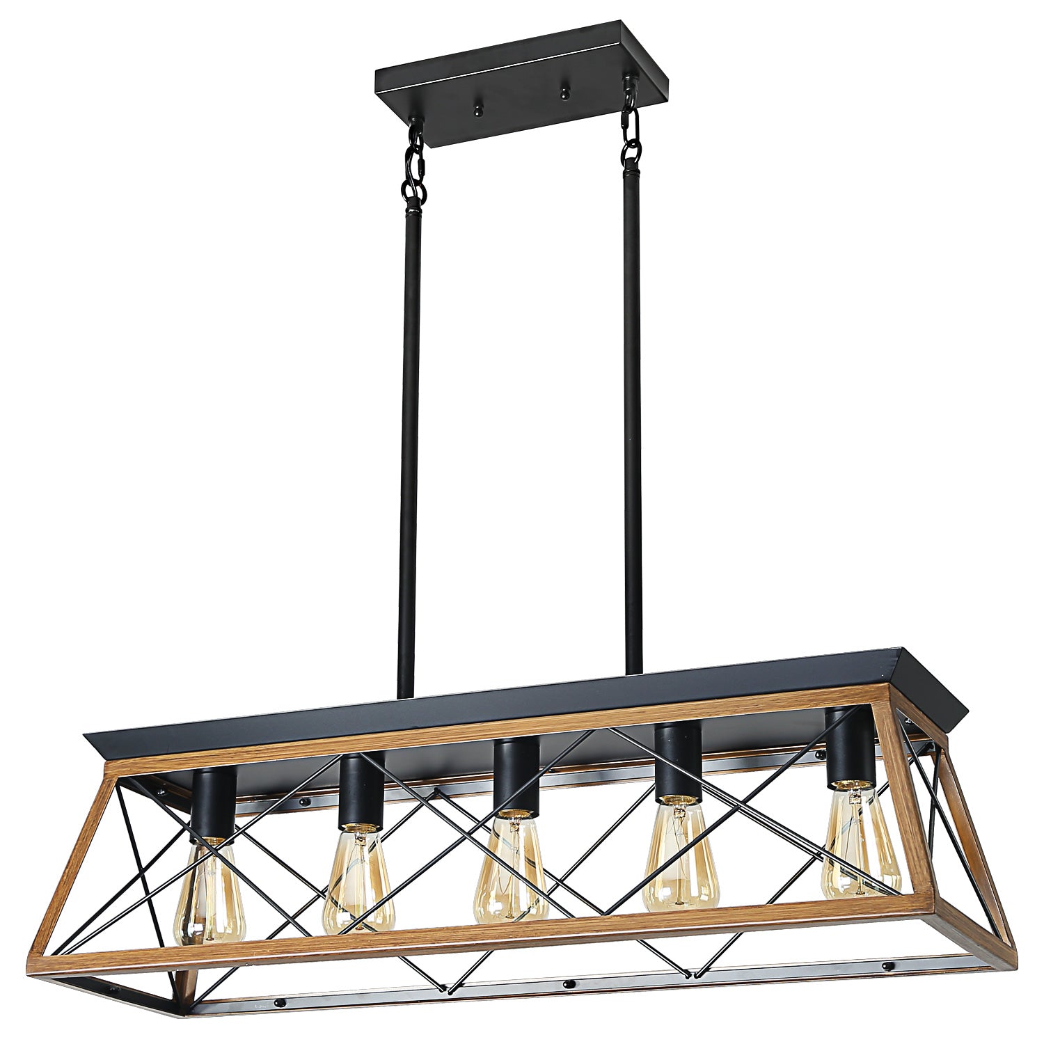 Farmhouse Chandeliers With 5 Bulbs For Dining Room Walnut eprolo