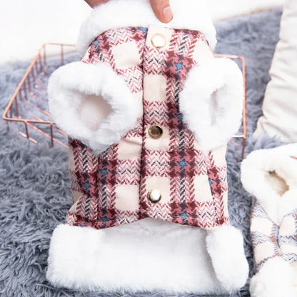 Dog clothing with warmth and plush that can be pulled vest teddy bear small dog cat pet clothing - Shello's Creative Boutique