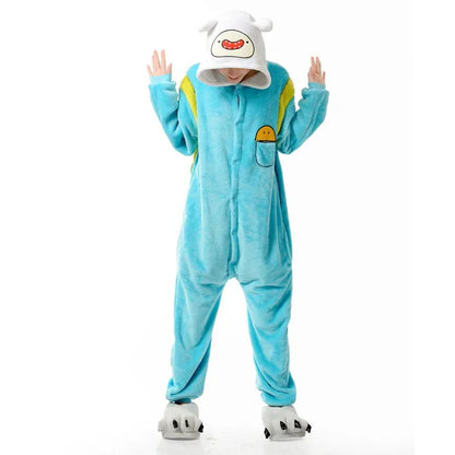 Cartoon animal jumpsuit sleepwear for autumn and winter adult sleepwear thick flannel men's and women's couple home clothes - Shello's Creative Boutique