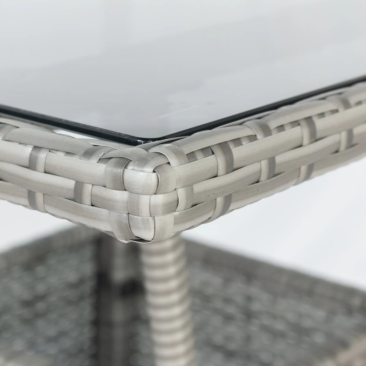 3 Piece Patio Wicker Conversation Set Grey Wicker + white Cushion - Shello's Creative Boutique