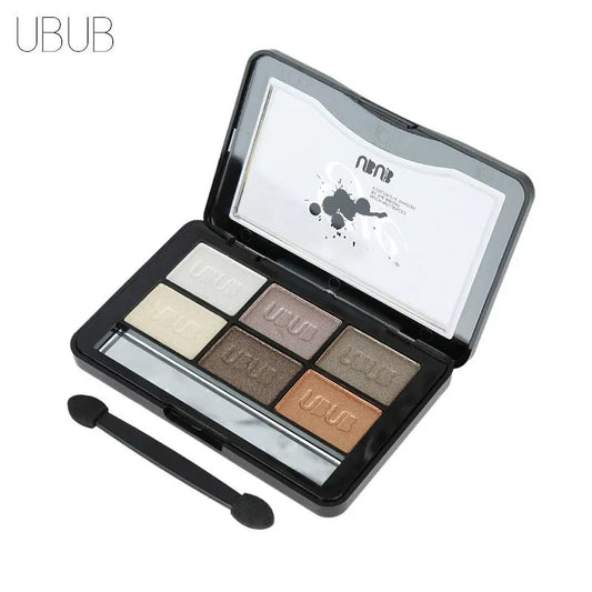 UBUB 6 Colors Roast Eye Shadow Powder Makeup Palette in Shimmer Metallic Glitter Cream Eyeshadow Palette - Shello's Creative Boutique