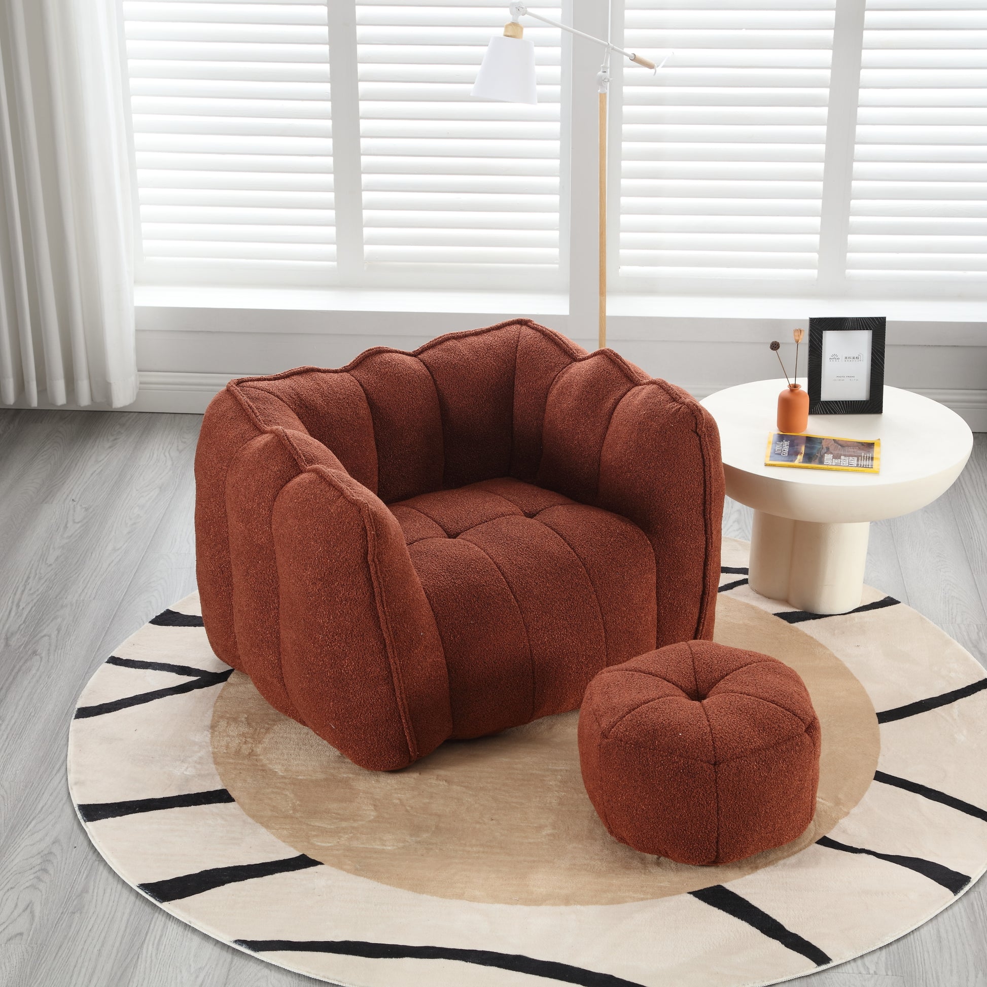 Soft Bean Bag Chair with High Resilient Foam(Chips)for living room and bedroom Comfortable Square Lazy Sofa with  Footstool eprolo