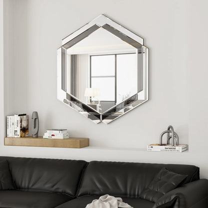 28 x 31.5 inches Wall-Mounted Silver Decorative Round Wall Mirror - Shello's Creative Boutique