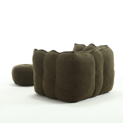 Soft Bean Bag Chair with High Resilient Foam Comfortable Square Lazy Sofa with Footstool - Shello's Creative Boutique